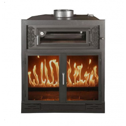 Chimenea de leña de acero con horno London - 80cm - Ventilacion Forzada