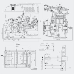 Motor Gasolina Tipo OHV  9CV  - Eje 25mm Arranque Manual