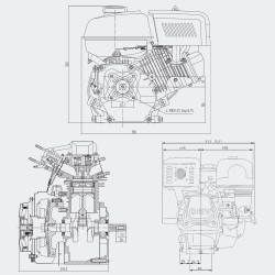 Motor Gasolina Tipo OHV  6.5CV  -  Eje 20.00mm Arranque Manual