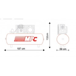 Medidas Compresor Bicilindrico SNB 50010 - 10HP 500 litros.