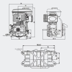 Motor Gasolina LIFAN 4 Tiempos 2.5 HP - Eje 15 mm - Medidas