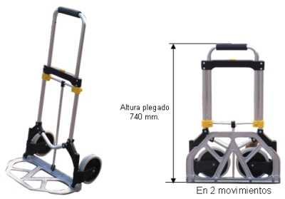 Carro Aluminio Plegable 70kg - Ruedas Macizas, 2083